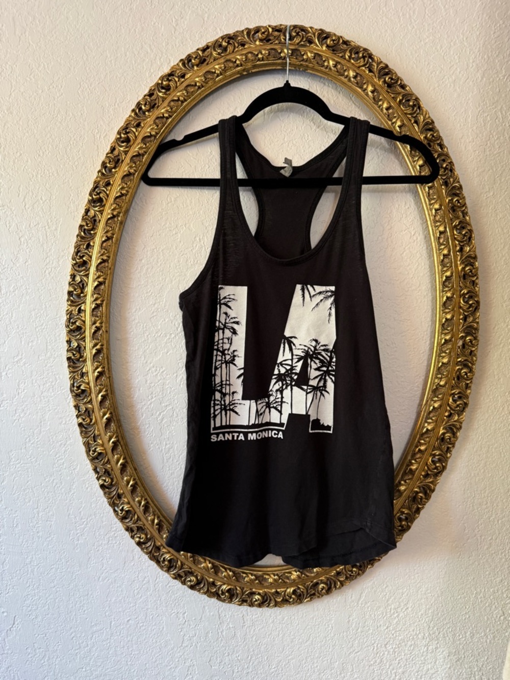 Black 'Santa Monica' Graphic Racerback Tank Top